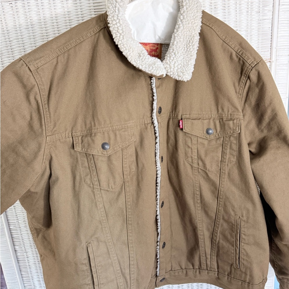 Levi’s Type 3 Sherpa Trucker Jacket Canvas Tan Brown XXL